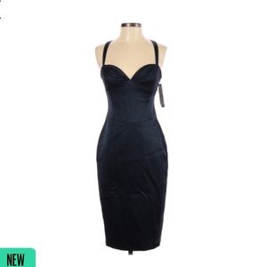 NWT Laundry by Shelli Segal Midnight Blue Satin Midi Dress 2